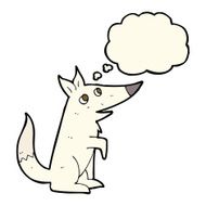 cartoon wolf cub with thought bubble N7
