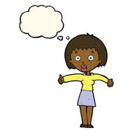 cartoon amazed woman with thought bubble N7