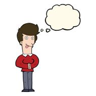 cartoon man sticking out tongue with thought bubble N19