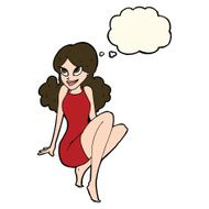 cartoon attractive woman posing with thought bubble N8