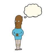 cartoon funny bald man with thought bubble N6