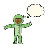 cartoon space man with thought bubble N14