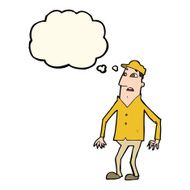 cartoon shocked man with thought bubble N80