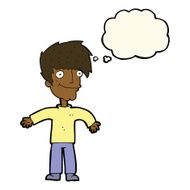 cartoon happy man with thought bubble N331