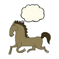 cartoon running horse with thought bubble N4