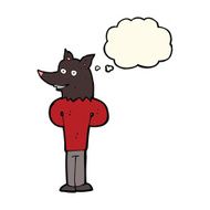 cartoon wolf man with thought bubble N25