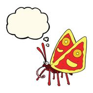 cartoon funny butterfly with thought bubble N8