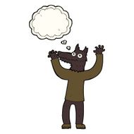 cartoon wolf man with thought bubble N27