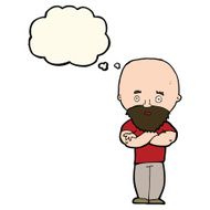 cartoon shocked bald man with beard thought bubble N8