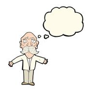 cartoon disappointed old man with thought bubble N8