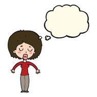 cartoon woman with closed eyes thought bubble N8