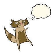 cartoon raccoon with thought bubble N8