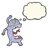 cartoon crazy monster with thought bubble N7
