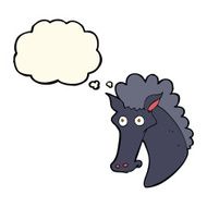 cartoon horse head with thought bubble N6