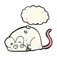 cartoon white mouse with thought bubble N7