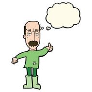 cartoon annoyed old man with thought bubble N45