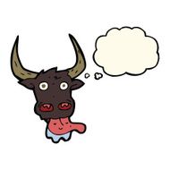 cartoon cow face with thought bubble N7