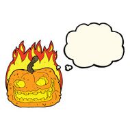 cartoon spooky pumpkin with thought bubble N13