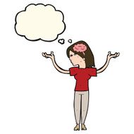 cartoon intelligent woman with thought bubble N13
