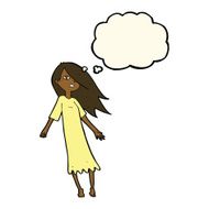 cartoon ghost like girl with thought bubble N7