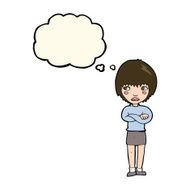 Cartoon Annoyed Woman With Thought Bubble N127
