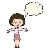 cartoon amazed woman with thought bubble N8