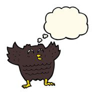 cartoon black bird with thought bubble N7