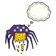 cartoon gross halloween spider with thought bubble N12