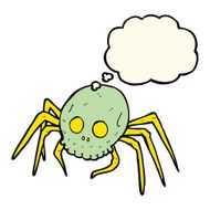 cartoon spooky halloween skull spider with thought bubble N7