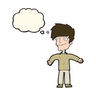 cartoon happy man with thought bubble N332