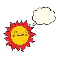 cartoon happy sun with thought bubble N7