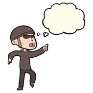 cartoon man in bike helmet pointing with thought bubble N6