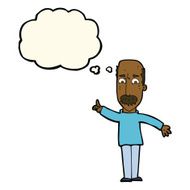 cartoon man issuing stern warning with thought bubble N7