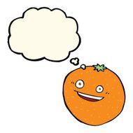 happy cartoon orange with thought bubble N4