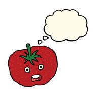 cartoon tomato with thought bubble N32
