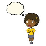 cartoon surprised woman with thought bubble N175