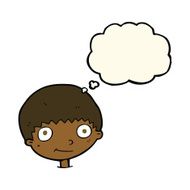 cartoon happy boy with thought bubble N157