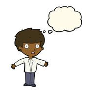 cartoon happy boy with thought bubble N158