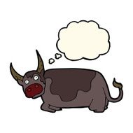 cartoon bull with thought bubble N16