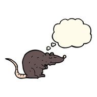 cartoon black rat with thought bubble N5
