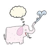 cartoon happy elephant with thought bubble N7
