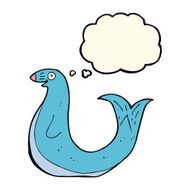 cartoon happy seal with thought bubble N14