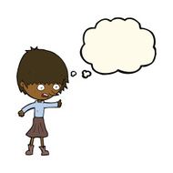 cartoon woman stressing out with thought bubble N15