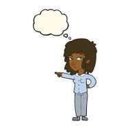 cartoon woman pointing with thought bubble N152