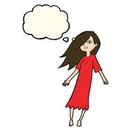 cartoon ghost like girl with thought bubble N8