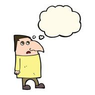 cartoon worried man with thought bubble N69