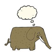 cartoon mammoth with thought bubble N4