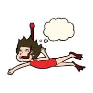 cartoon swimmer with snorkel thought bubble N7
