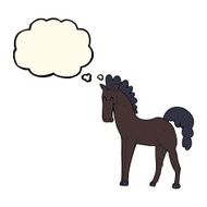 cartoon horse with thought bubble N22