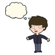cartoon happy boy with thought bubble N159